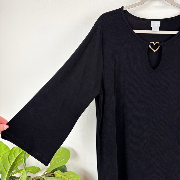 Chico’s Travelers Collection Black Long Sleeve Tunic Top Sz 3 (16/18) - Picture 3 of 6